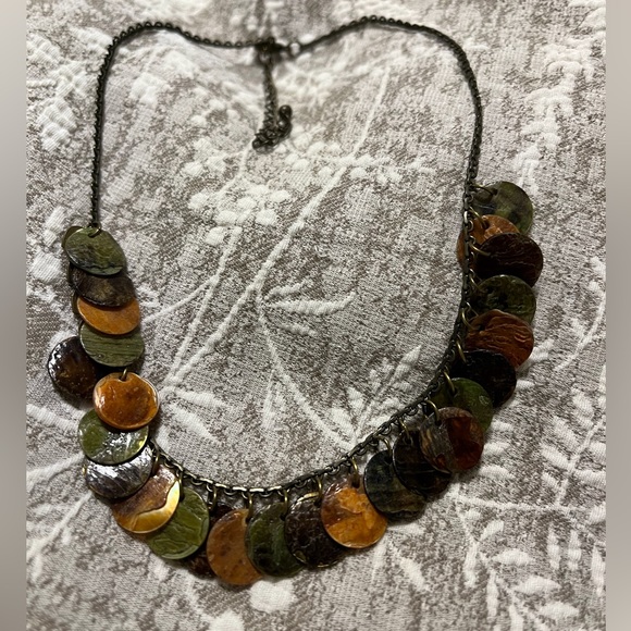 Pearlescent Disc Necklace and bracelet warm brown tones - Picture 3 of 5